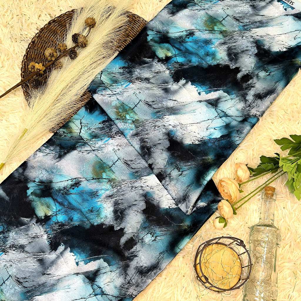 KAMDAR – Serenity Satin Digital Prints | Corak Abstract Ink | Satin Eksklusif