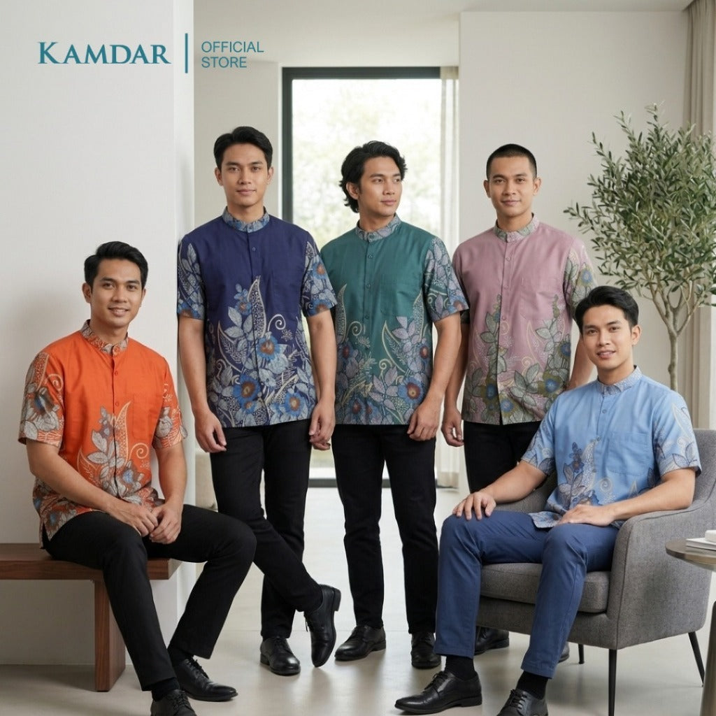 KAMDAR – Indra Batik Shirt Comfort Fit Short Sleeves | Corak Bunga Warisan