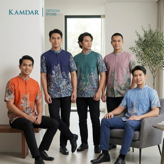 KAMDAR – Indra Batik Shirt Comfort Fit Short Sleeves | Corak Bunga Warisan