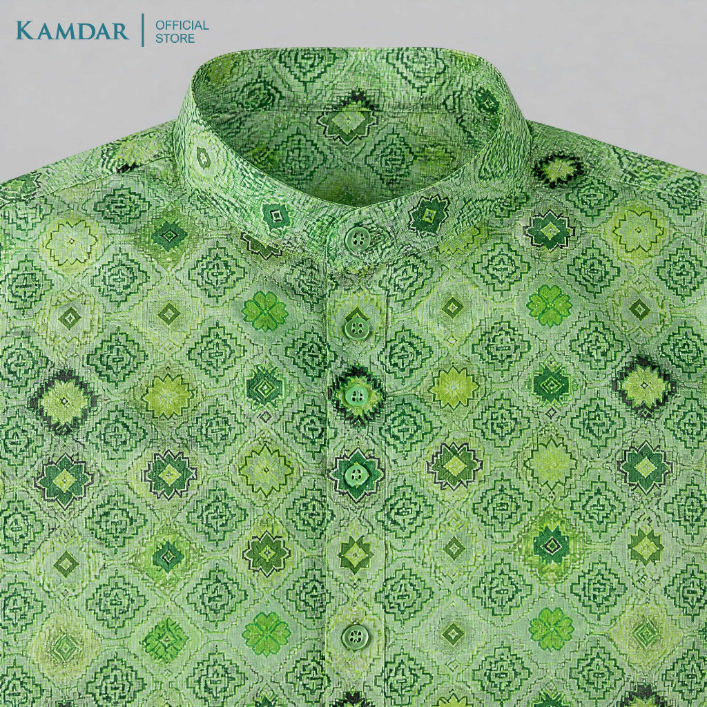 KAMDAR – Baju Kurta Panjang Lelaki Corak Berlian Geometrik | Baju Deepavali Eksklusif
