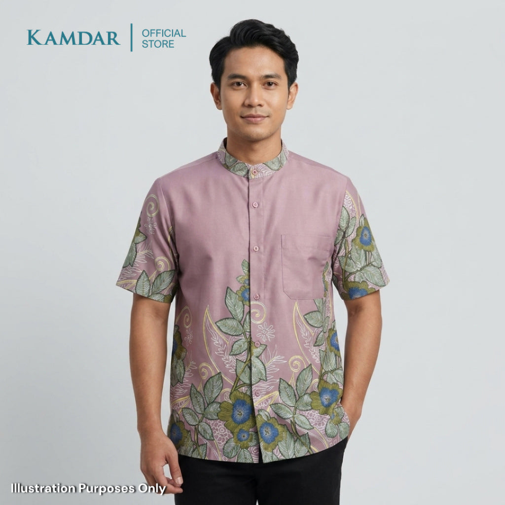 KAMDAR – Indra Batik Shirt Comfort Fit Short Sleeves | Corak Bunga Warisan