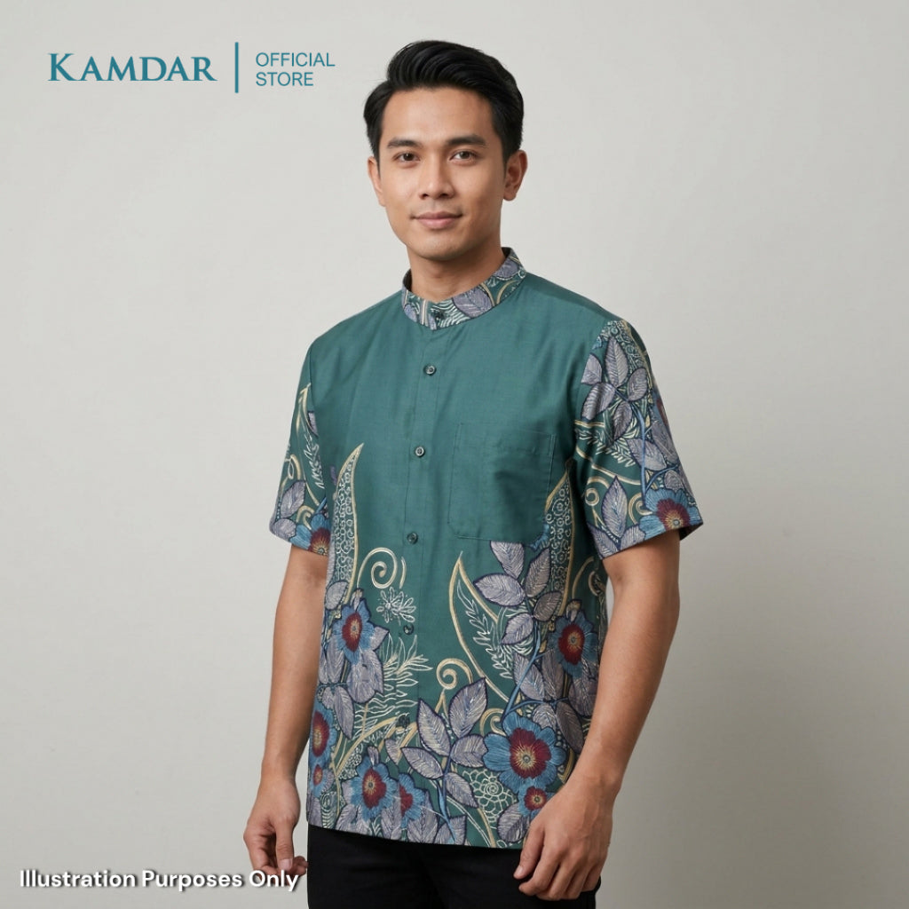 KAMDAR – Indra Batik Shirt Comfort Fit Short Sleeves | Corak Bunga Warisan