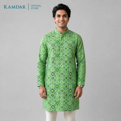 KAMDAR – Baju Kurta Panjang Lelaki Corak Berlian Geometrik | Baju Deepavali Eksklusif