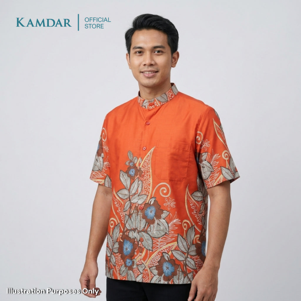 KAMDAR – Indra Batik Shirt Comfort Fit Short Sleeves | Corak Bunga Warisan