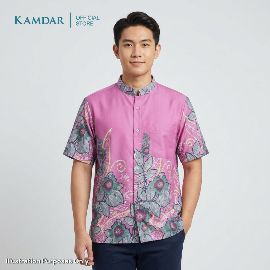 KAMDAR – Indra Batik Shirt Comfort Fit Short Sleeves | Corak Bunga Warisan