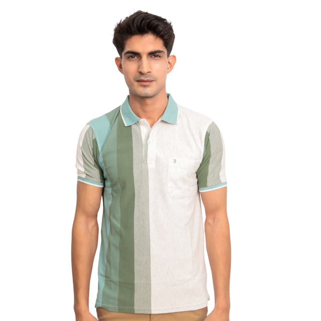 KAMDAR Stripe Collar T-Shirt Breathable Fashion Casual Short Sleeve