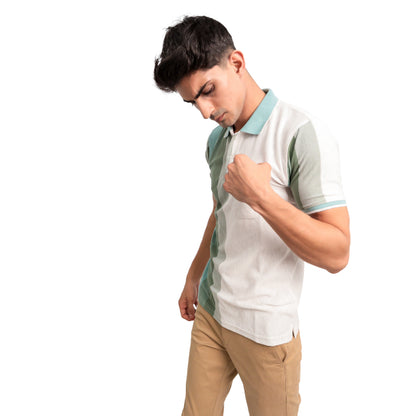 KAMDAR Stripe Collar T-Shirt Breathable Fashion Casual Short Sleeve