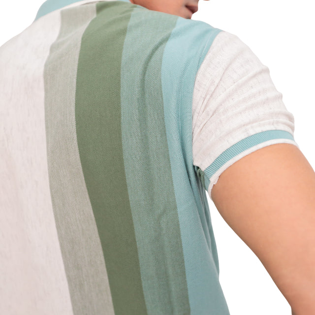 KAMDAR Stripe Collar T-Shirt Breathable Fashion Casual Short Sleeve