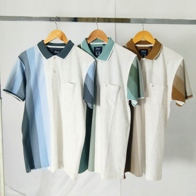KAMDAR Stripe Collar T-Shirt Breathable Fashion Casual Short Sleeve