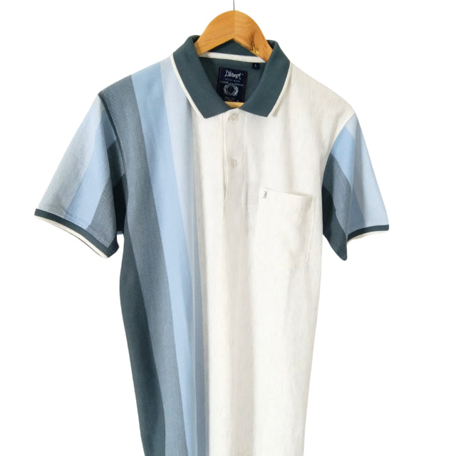 KAMDAR Stripe Collar T-Shirt Breathable Fashion Casual Short Sleeve