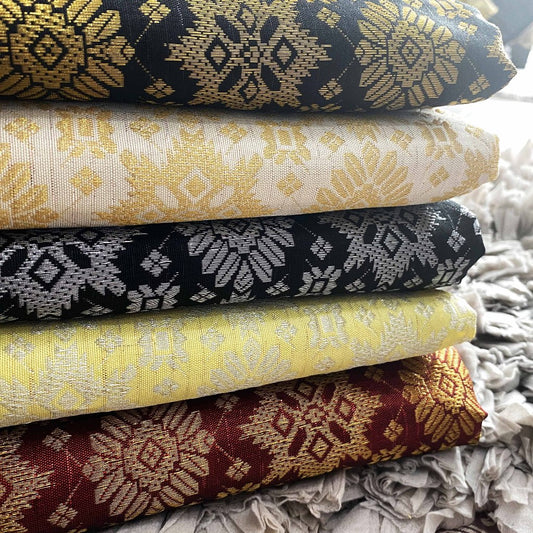 KAMDAR Songket Metallic Bintang Borneo Bidang 44" Open Meter (Kain Ela) - Ironless & Tak Jarang