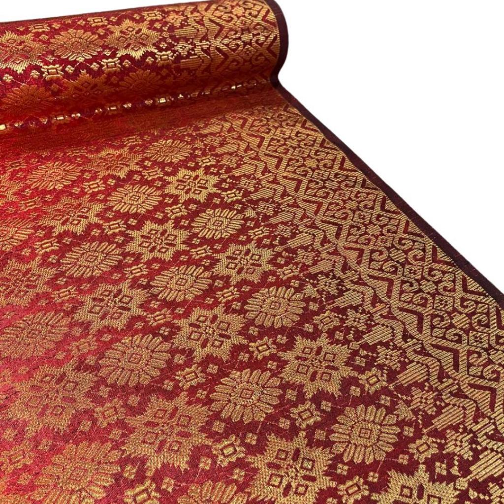 KAMDAR Songket Metallic Bintang Borneo Bidang 44" Open Meter (Kain Ela) - Ironless & Tak Jarang