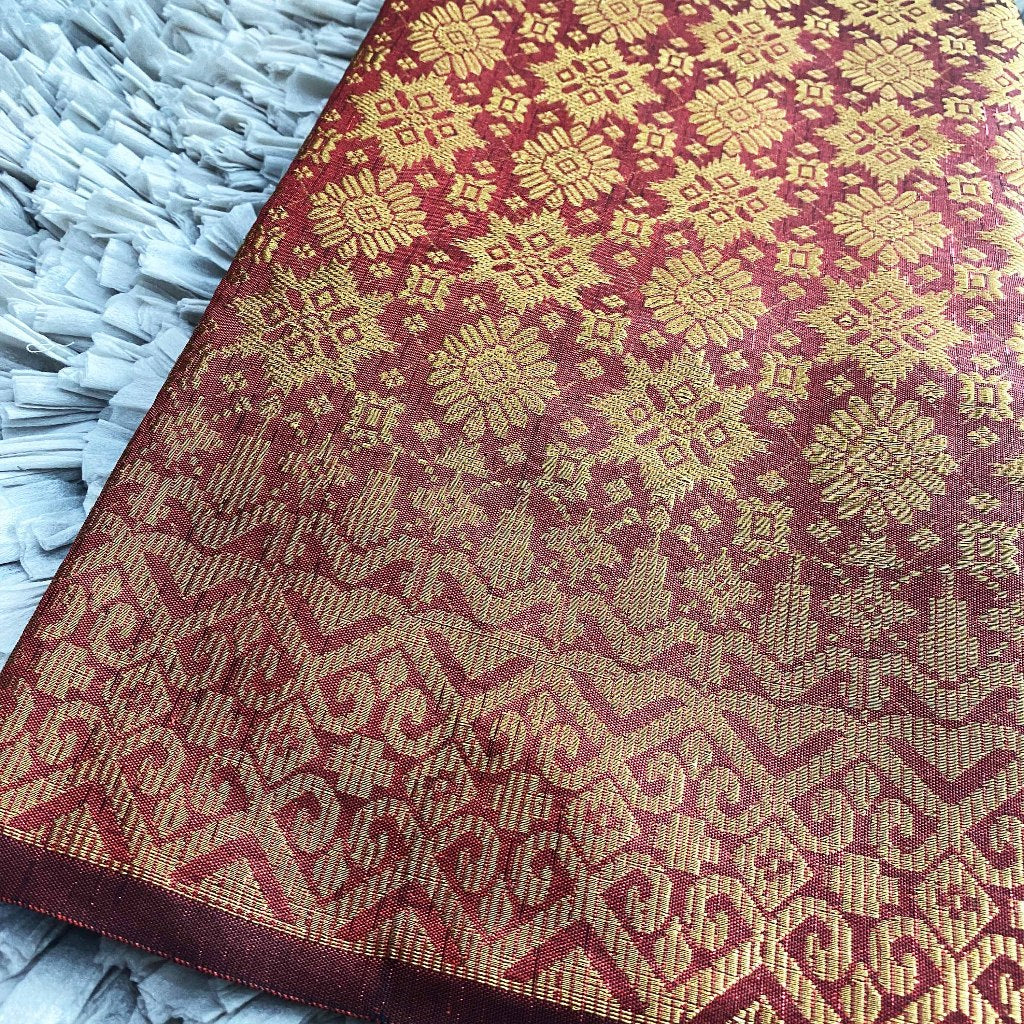 KAMDAR Songket Metallic Bintang Borneo Bidang 44" Open Meter (Kain Ela) - Ironless & Tak Jarang