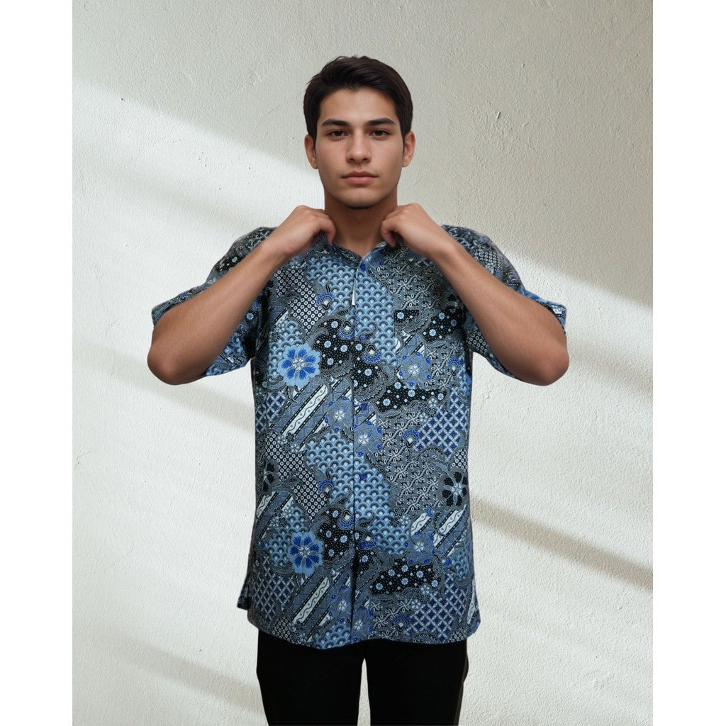 KAMDAR Baju Batik Cotton Sewi Nusantara Short Sleeve