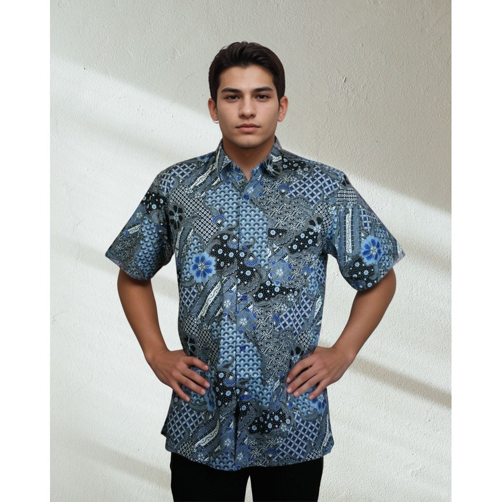 KAMDAR Baju Batik Cotton Sewi Nusantara Short Sleeve