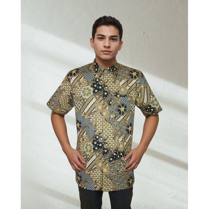 KAMDAR Baju Batik Cotton Sewi Nusantara Short Sleeve