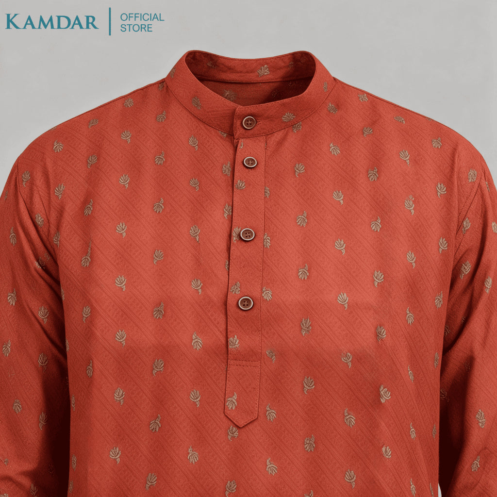 KAMDAR – Baju Kurta Panjang Lelaki Sulaman Nanas | Baju Deepavali Meriah