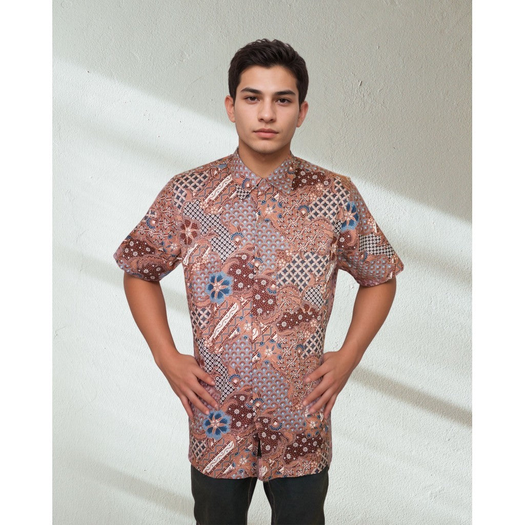 KAMDAR Baju Batik Cotton Sewi Nusantara Short Sleeve