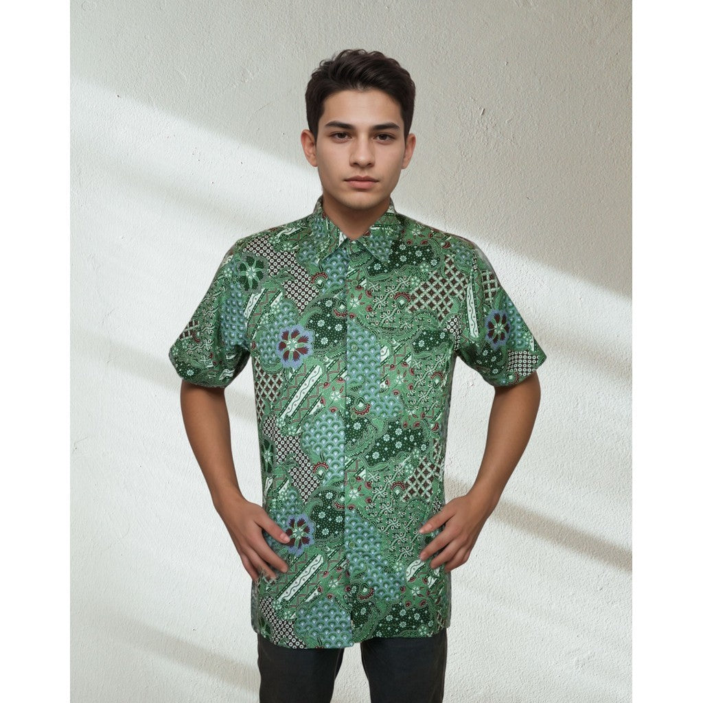 KAMDAR Baju Batik Cotton Sewi Nusantara Short Sleeve