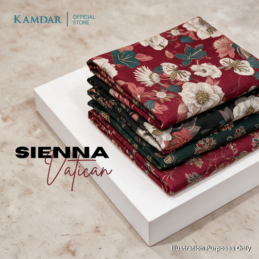 KAMDAR – Sienna Vatican Foil Prints | Kain Pasang Corak Bunga | Pilihan Warna Eksklusif Wanita | 2M/4M