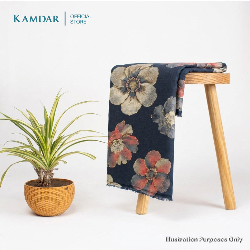 KAMDAR – Sienna Vatican Foil Prints | Kain Pasang Corak Bunga | Pilihan Warna Eksklusif Wanita | 2M/4M