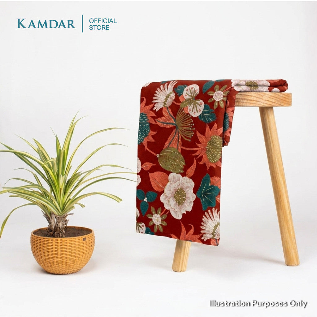 KAMDAR – Sienna Vatican Foil Prints | Kain Pasang Corak Bunga | Pilihan Warna Eksklusif Wanita | 2M/4M