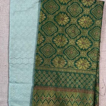 KAMDAR Combo Set Kain Cotton Cambric 44" & Songket Metallic 44" Kain Pasang - Ironless & Tak Jarang