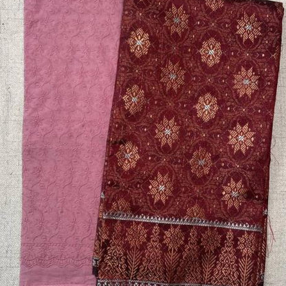 KAMDAR Combo Set Kain Cotton Cambric 44" & Songket Metallic 44" Kain Pasang - Ironless & Tak Jarang