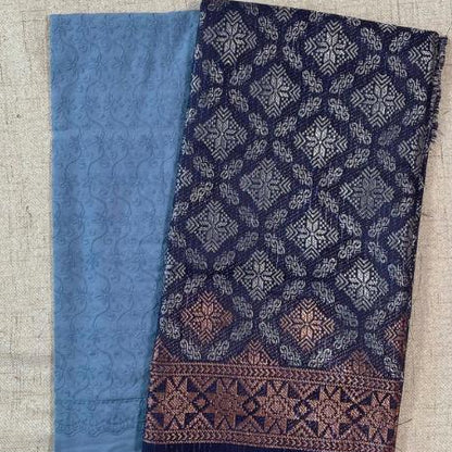 KAMDAR Combo Set Kain Cotton Cambric 44" & Songket Metallic 44" Kain Pasang - Ironless & Tak Jarang