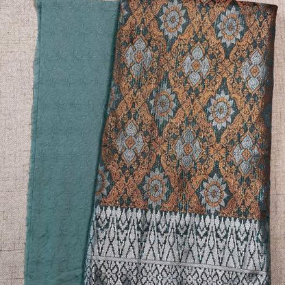 KAMDAR Combo Set Kain Cotton Cambric 44" & Songket Metallic 44" Kain Pasang - Ironless & Tak Jarang
