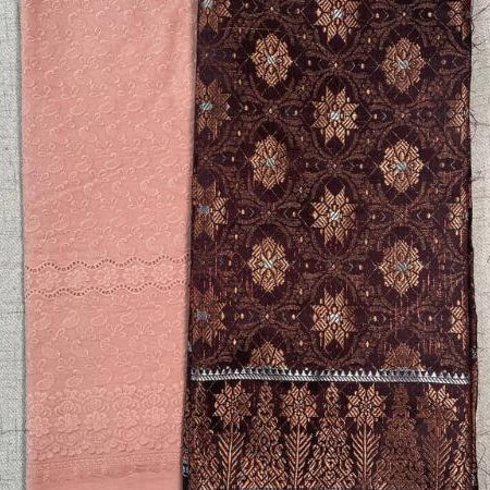 KAMDAR Combo Set Kain Cotton Cambric 44" & Songket Metallic 44" Kain Pasang - Ironless & Tak Jarang