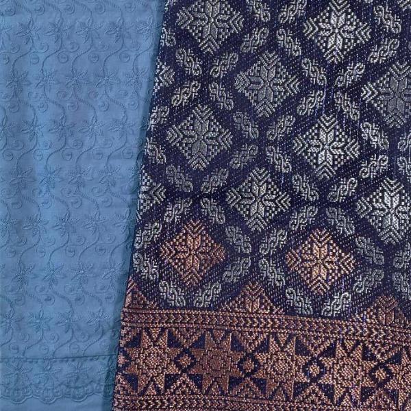 KAMDAR Combo Set Kain Cotton Cambric 44" & Songket Metallic 44" Kain Pasang - Ironless & Tak Jarang