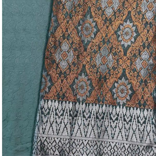 KAMDAR Combo Set Kain Cotton Cambric 44" & Songket Metallic 44" Kain Pasang - Ironless & Tak Jarang