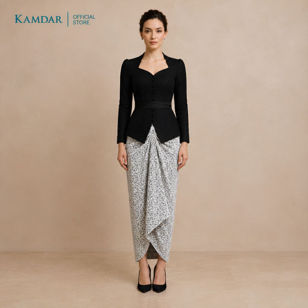 KAMDAR – Pario Skirt Semi Instant Lilit Wanita Corak Ikat Batik Moden | Saiz Bebas