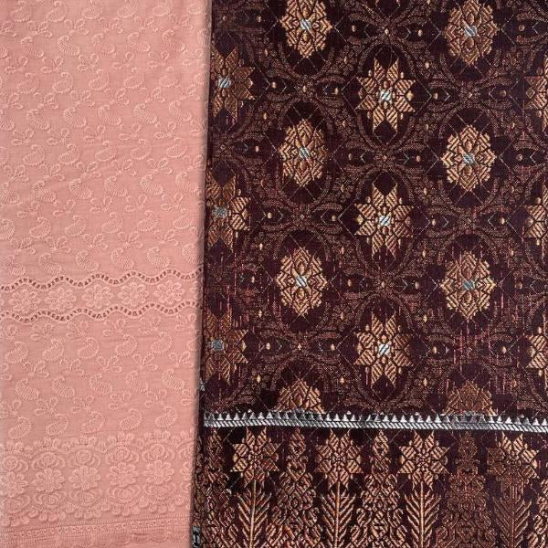 KAMDAR Combo Set Kain Cotton Cambric 44" & Songket Metallic 44" Kain Pasang - Ironless & Tak Jarang