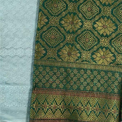 KAMDAR Combo Set Kain Cotton Cambric 44" & Songket Metallic 44" Kain Pasang - Ironless & Tak Jarang