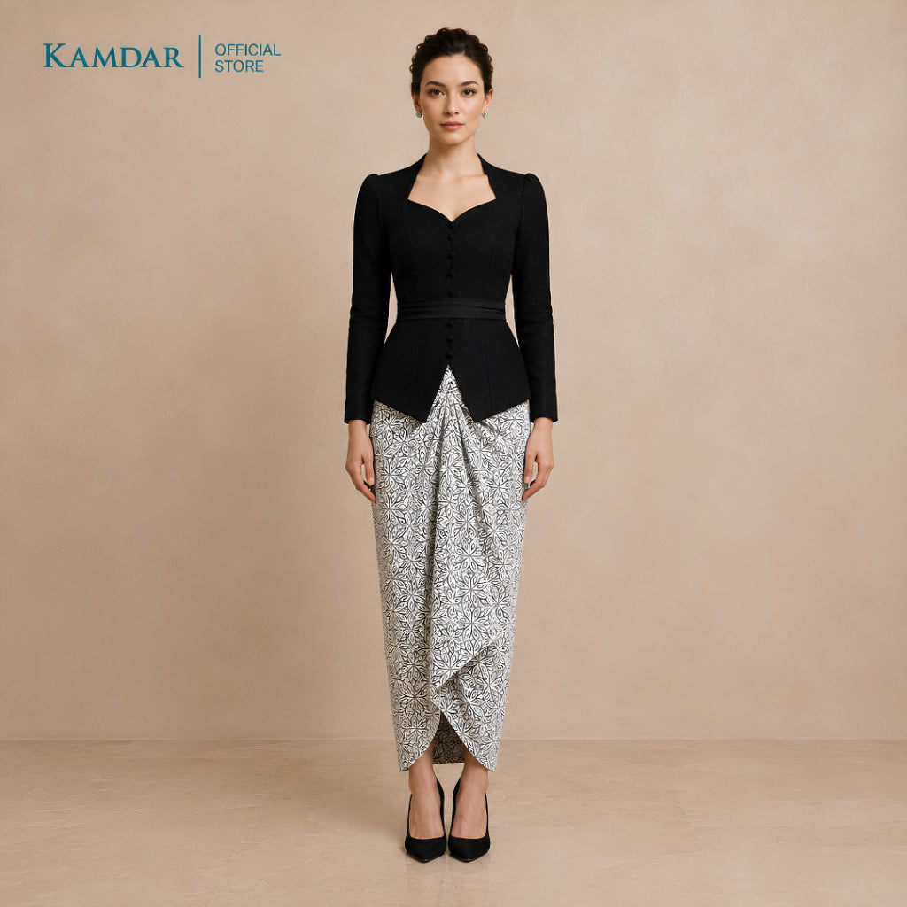 KAMDAR – Pario Skirt Semi Instant Lilit Wanita Corak Ikat Batik Moden | Saiz Bebas