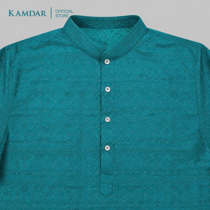 KAMDAR – Baju Kurta Panjang Lelaki Corak Chikan Bersequin | Baju Deepavali Berkilauan