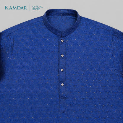 KAMDAR – Baju Kurta Panjang Lelaki Corak Chikan Bersequin | Baju Deepavali Berkilauan