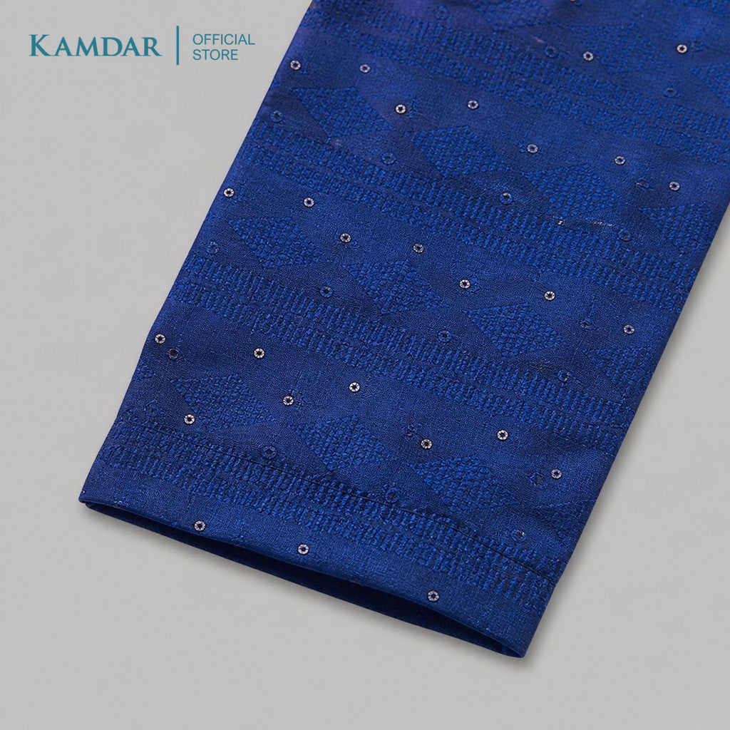 KAMDAR – Baju Kurta Panjang Lelaki Corak Chikan Bersequin | Baju Deepavali Berkilauan