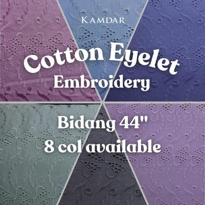 KAMDAR Cotton Embroidery Bow Pure Bidang 42" Open Meter (Kain Ela) - Texture & Timbul