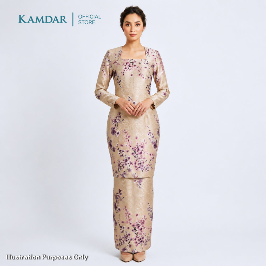 KAMDAR – Ivory Satin Digital Prints | Floral Romantik | Tekstur Damask