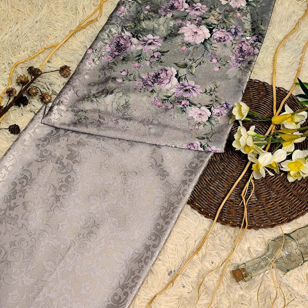 KAMDAR – Ivory Satin Digital Prints | Floral Romantik | Tekstur Damask