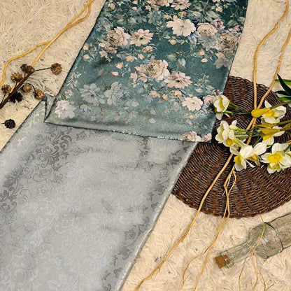 KAMDAR – Ivory Satin Digital Prints | Floral Romantik | Tekstur Damask