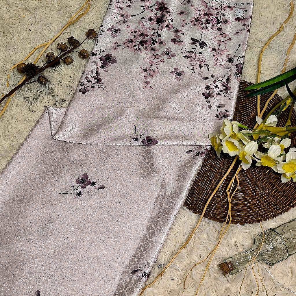 KAMDAR – Ivory Satin Digital Prints | Floral Romantik | Tekstur Damask