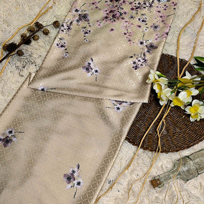 KAMDAR – Ivory Satin Digital Prints | Floral Romantik | Tekstur Damask