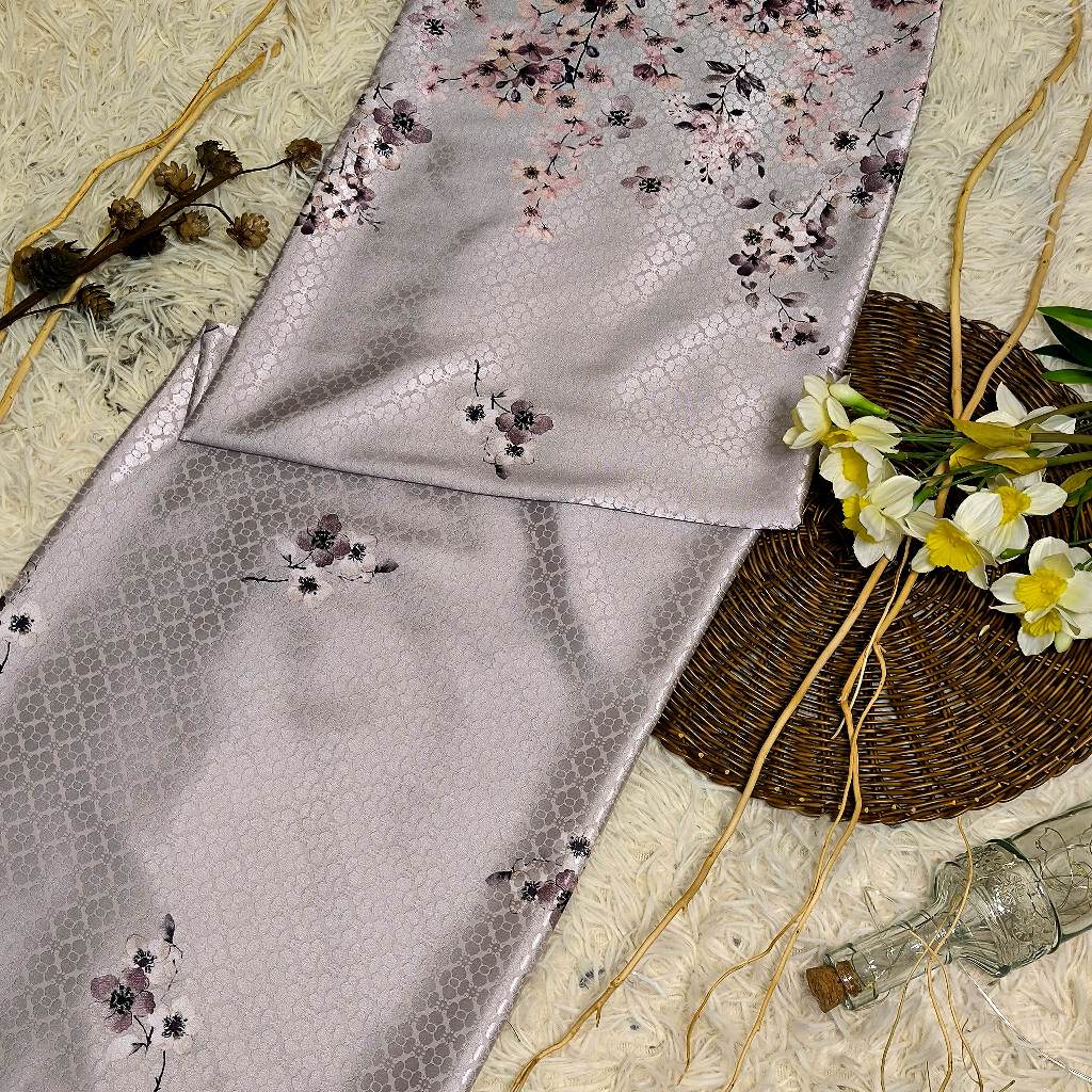 KAMDAR – Ivory Satin Digital Prints | Floral Romantik | Tekstur Damask