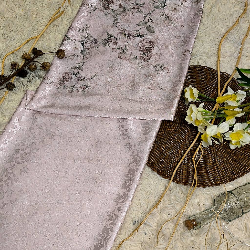 KAMDAR – Ivory Satin Digital Prints | Floral Romantik | Tekstur Damask
