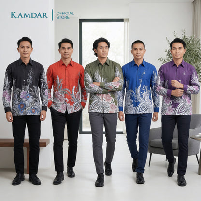 KAMDAR – Cendekia Batik Shirt Comfort Fit Long Sleeves | Corak Bunga Tropika