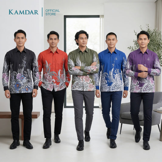 KAMDAR – Cendekia Batik Shirt Comfort Fit Long Sleeves | Corak Bunga Tropika